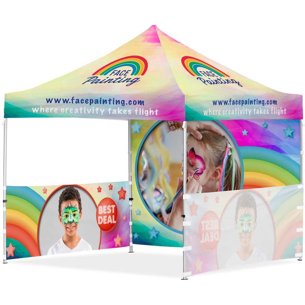 Coated Steel Sublimated Gazebo 3 x 3m - 2 Half - Wall Skins - 1 Full - Wall Skin - Brand your company Logo! Get a quote - Promo Lingo