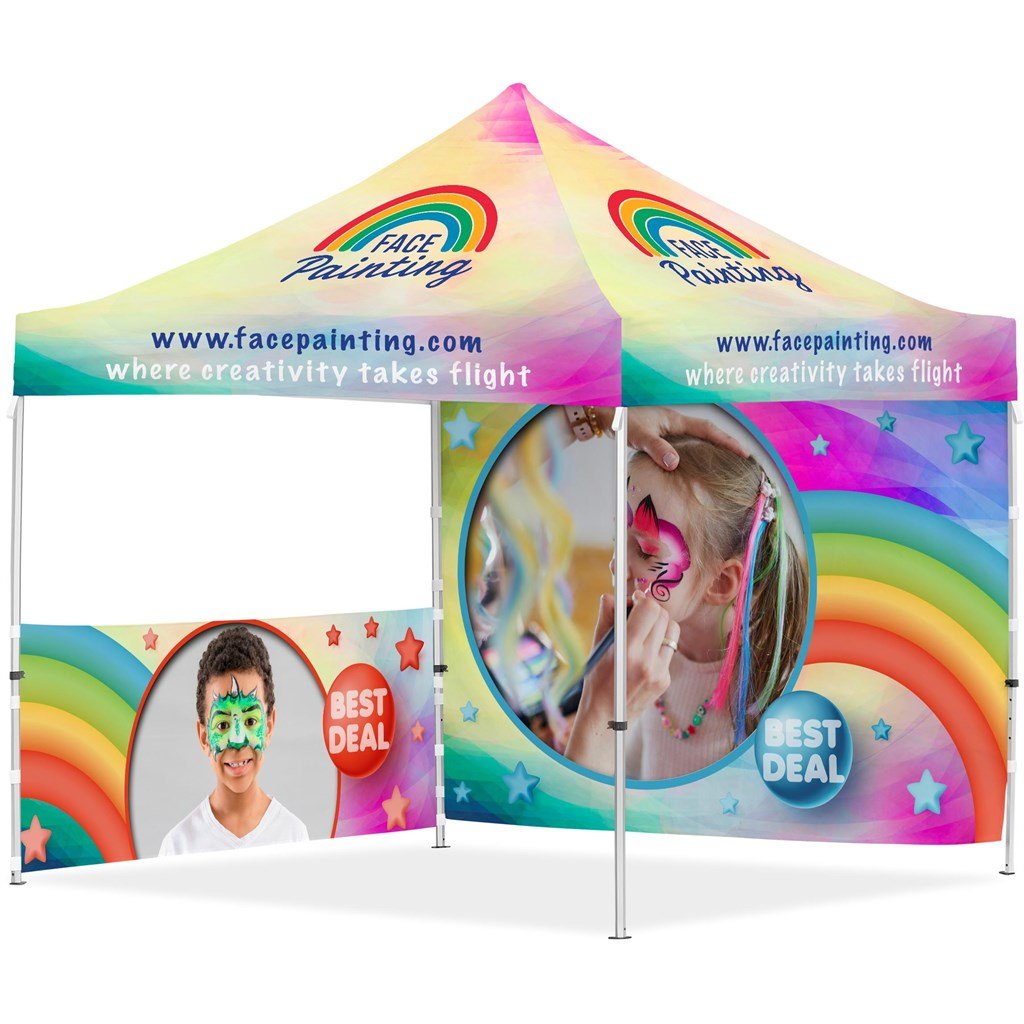 Coated Steel Sublimated Gazebo 3m x 3m - 1 Half - Wall Skin - 1 Full - Wall Skin - Brand your company Logo! Get a quote - Promo Lingo