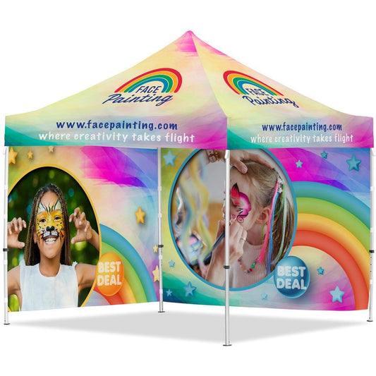Coated Steel Sublimated Gazebo 3m x 3m - 2 Full - Wall Skins - Brand your company Logo! Get a quote - Promo Lingo