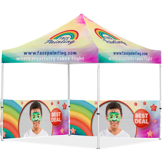 Coated Steel Sublimated Gazebo 3m x 3m - 2 Half - Wall Skins - Brand your company Logo! Get a quote - Promo Lingo