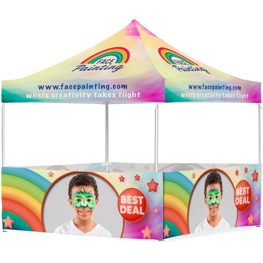 Coated Steel Sublimated Gazebo 3m x 3m - 4 Half - Wall Skins - Brand your company Logo! Get a quote - Promo Lingo