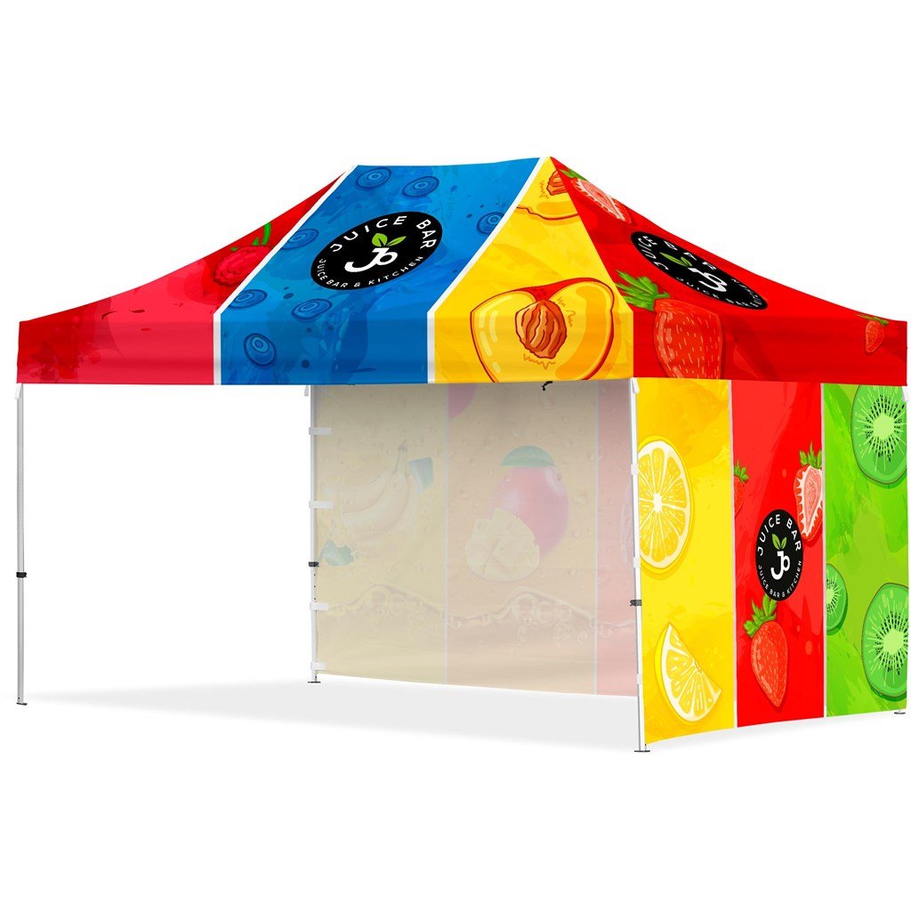 Coated Steel Sublimated Gazebo 4.5m x 3m - 1 Long Full - Wall Skin - 1 Short Full Wall Skin - Brand your company Logo! Get a quote - Promo Lingo