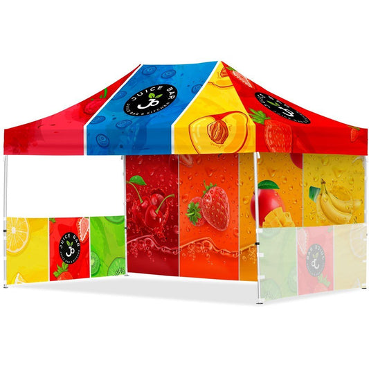 Coated Steel Sublimated Gazebo 4.5m x 3m - 1 Long Full - Wall Skin - 2 Short Half - Wall Skins - Brand your company Logo! Get a quote - Promo Lingo