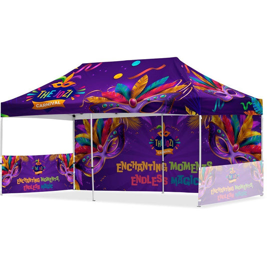 Coated Steel Sublimated Gazebo 6m x 3m - 1 Long Full - Wall Skin - 2 Short Half - Wall Skins - Brand your company Logo! Get a quote - Promo Lingo