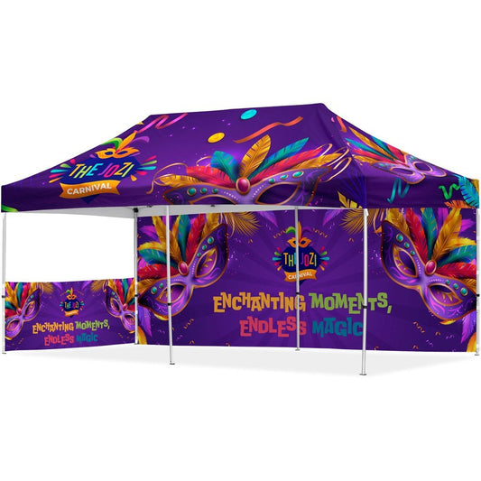 Coated Steel Sublimated Gazebo 6m x 3m - 1 Short Half - Wall Skin - 1 Long Full Wall Skin - Brand your company Logo! Get a quote - Promo Lingo