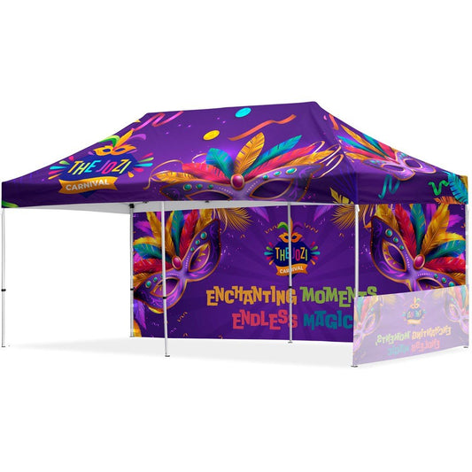 Coated Steel Sublimated Gazebo 6m x 3m - 1 Short Half - Wall Skin - 1 Long Full Wall Skin - Brand your company Logo! Get a quote - Promo Lingo