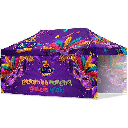 Coated Steel Sublimated Gazebo 6m x 3m - 2 Long Full - Wall Skins - Brand your company Logo! Get a quote - Promo Lingo