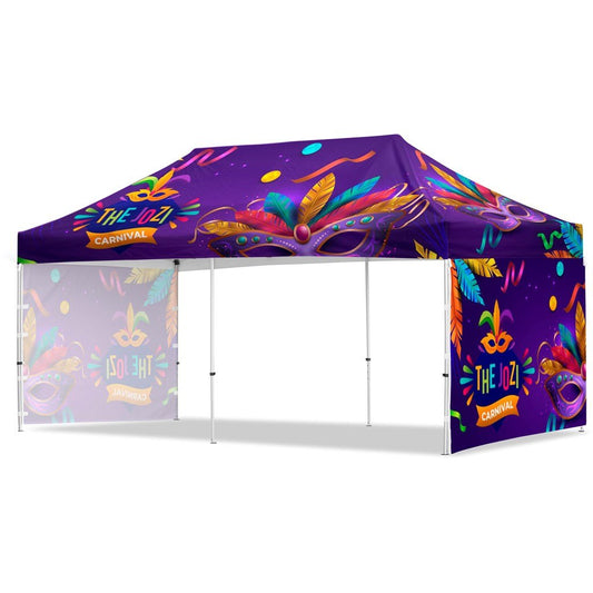 Coated Steel Sublimated Gazebo 6m x 3m - 2 Short Full - Wall Skins - Brand your company Logo! Get a quote - Promo Lingo