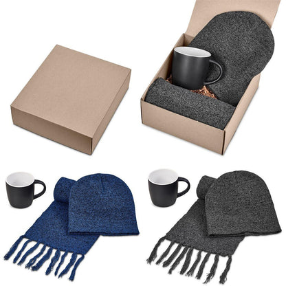 Cozy New Hampshire Winter Gift Set with Mug and Scarf - Brand your company Logo! Get a quote - Promo Lingo