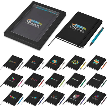 Dahlia Notebook & Pen Set - Brand your company Logo! Get a quote - Promo Lingo