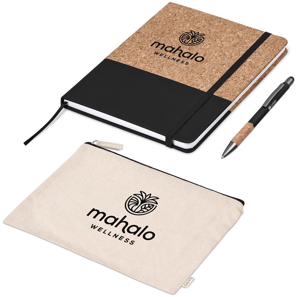 Eco - Friendly Okiyo Denki Cork Notebook & Pen Set - Brand your company Logo! Get a quote - Promo Lingo