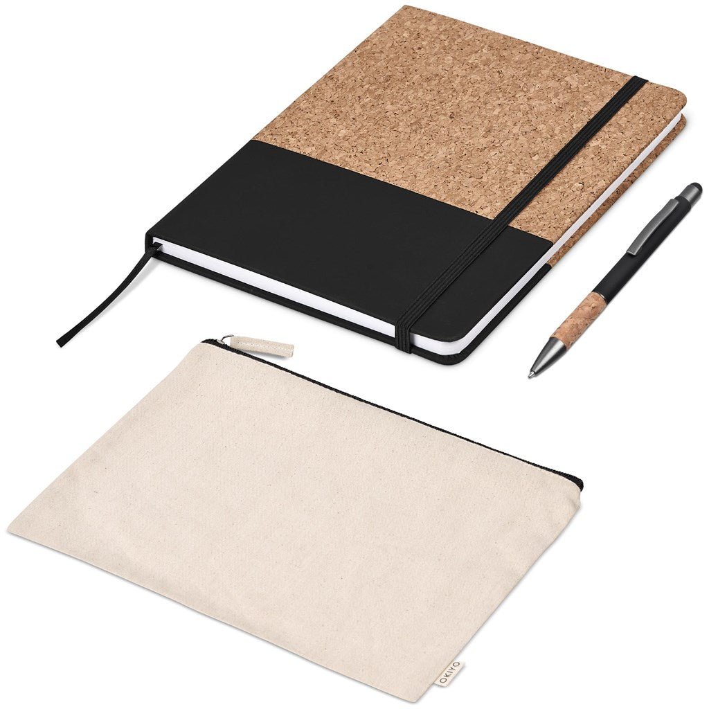 Eco - Friendly Okiyo Denki Cork Notebook & Pen Set - Brand your company Logo! Get a quote - Promo Lingo