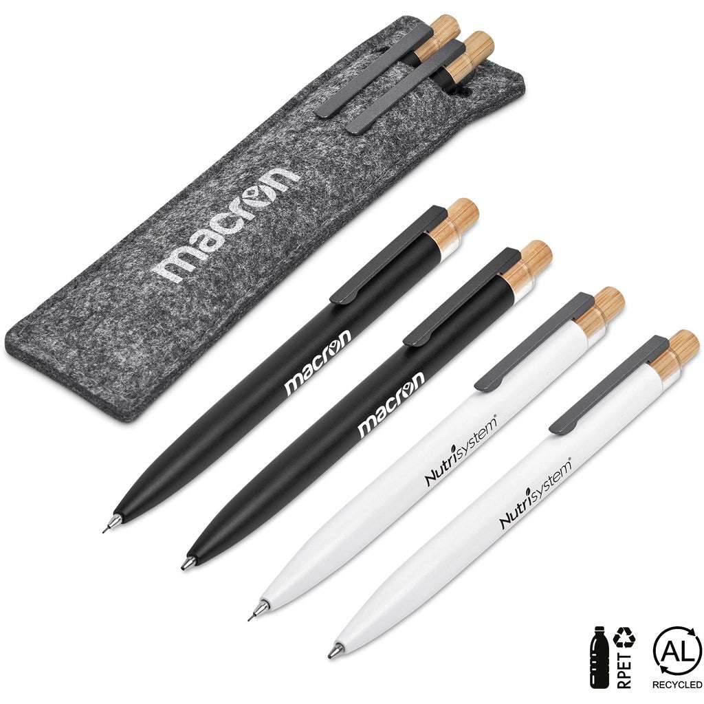 Eco - Friendly Okiyo Mimo Recycled Aluminum Ball Pen & Pencil Set - Brand your company Logo! Get a quote - Promo Lingo