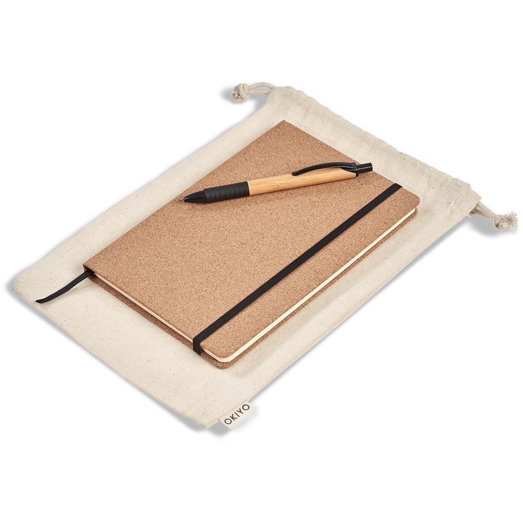 Eco - Friendly Okiyo Noto Cork & Bamboo Notebook & Pen Set - Brand your company Logo! Get a quote - Promo Lingo