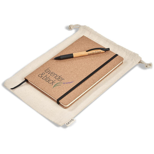 Eco - Friendly Okiyo Noto Cork & Bamboo Notebook & Pen Set - Brand your company Logo! Get a quote - Promo Lingo