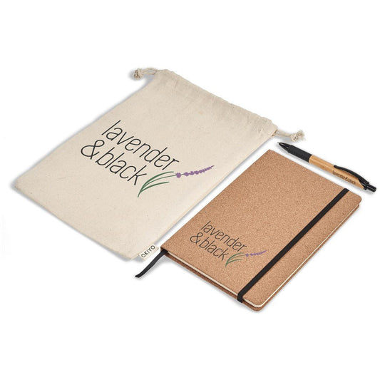 Eco - Friendly Okiyo Noto Cork & Bamboo Notebook & Pen Set - Brand your company Logo! Get a quote - Promo Lingo