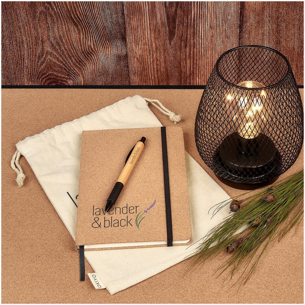 Eco - Friendly Okiyo Noto Cork & Bamboo Notebook & Pen Set - Brand your company Logo! Get a quote - Promo Lingo