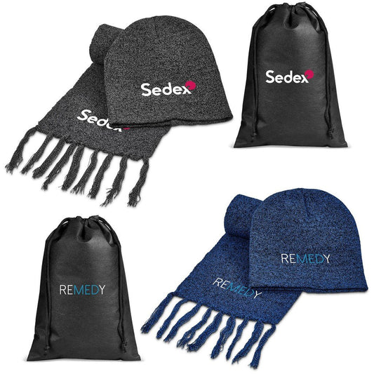 Estonia Winter Gift Set: Cozy Scarf and Beanie Duo - Brand your company Logo! Get a quote - Promo Lingo