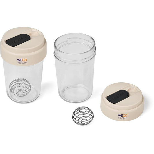 Kooshty Hero Glass Protein Shaker 700ml Cream - Shake Clean - Brand your company Logo! Get a quote - Promo Lingo
