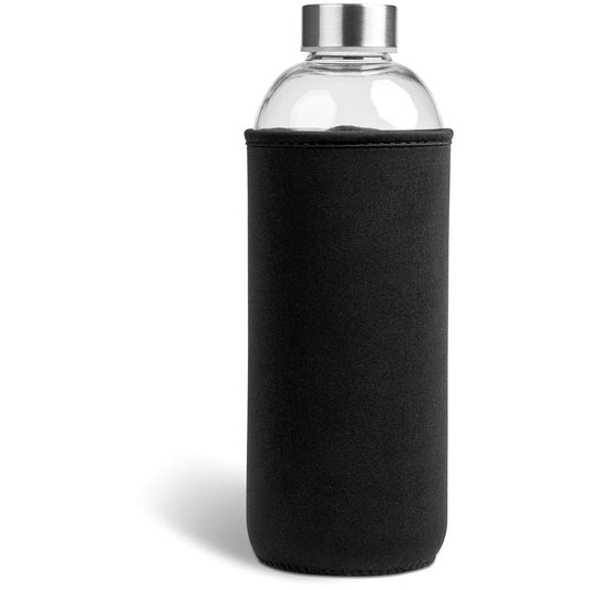 Kooshty Jumbo Glass Water Bottle - 1 Litre with Sleeve - Brand your company Logo! Get a quote - Promo Lingo