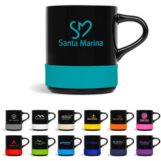 Kooshty Mixalot Black Mug - 320ml with Silicone Band - Brand your company Logo! Get a quote - Promo Lingo