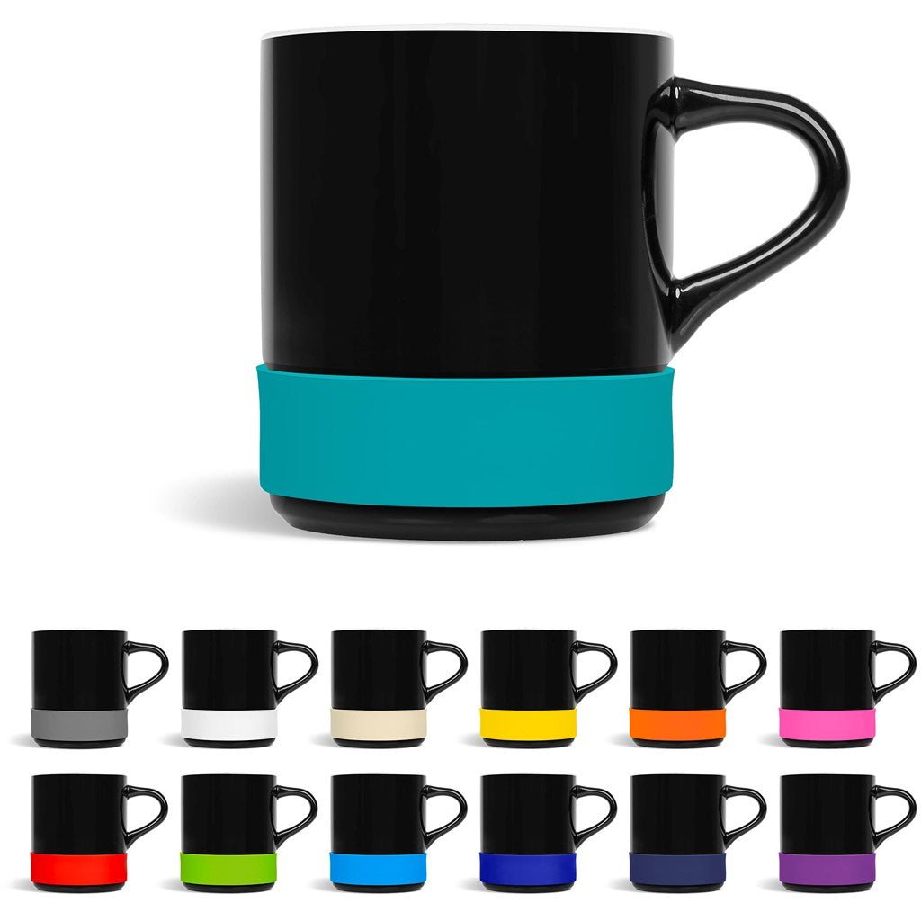 Kooshty Mixalot Black Mug - 320ml with Silicone Band - Brand your company Logo! Get a quote - Promo Lingo