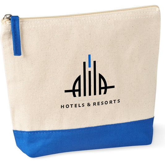 Kooshty Q Cotton Cosmetic Bag - Blue for Travel & Storage - Brand your company Logo! Get a quote - Promo Lingo