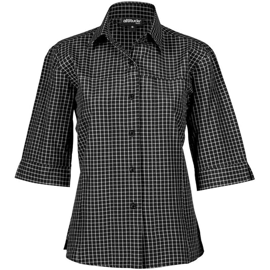 Ladies 3/4 Sleeve Prestige Shirt - Black - Brand your company Logo! Get a quote - Promo Lingo