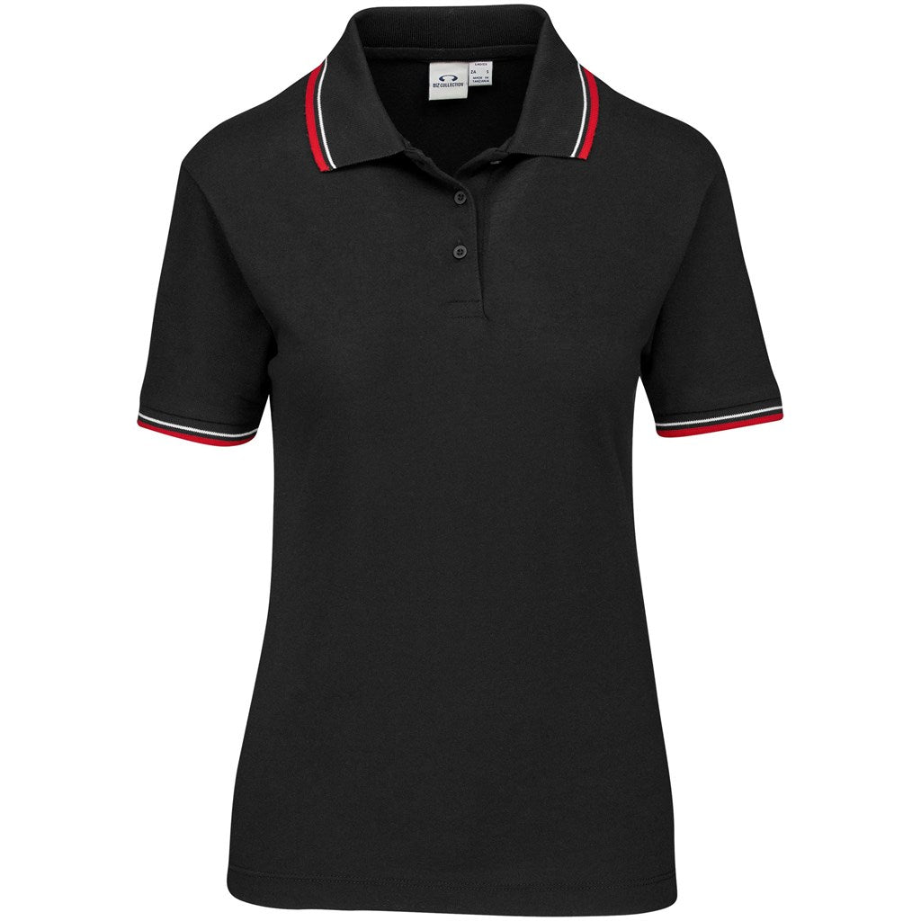 Ladies Cambridge Golf Shirt - Black Red - Brand your company Logo! Get a quote - Promo Lingo