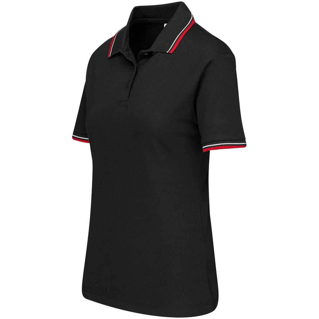 Ladies Cambridge Golf Shirt - Black Red - Brand your company Logo! Get a quote - Promo Lingo