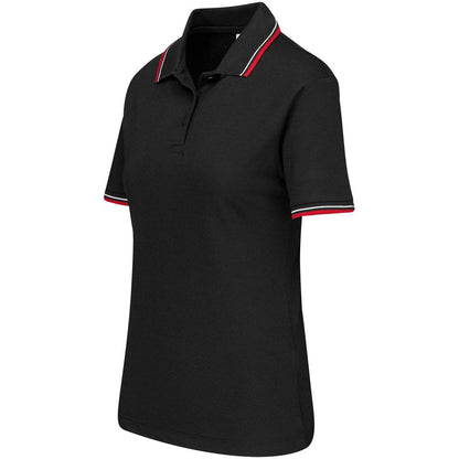 Ladies Cambridge Golf Shirt - Black Red - Brand your company Logo! Get a quote - Promo Lingo