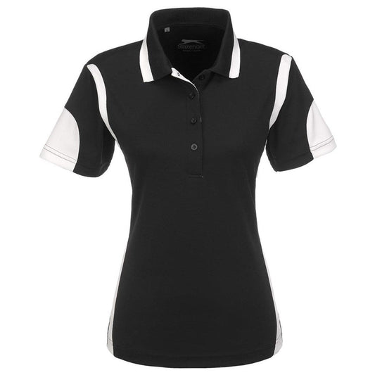 Ladies Genesis Golf Shirt - Black for Stylish Comfort - Brand your company Logo! Get a quote - Promo Lingo
