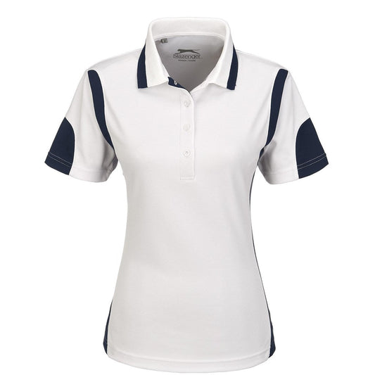 Ladies Genesis Golf Shirt - White for Stylish Comfort - Brand your company Logo! Get a quote - Promo Lingo