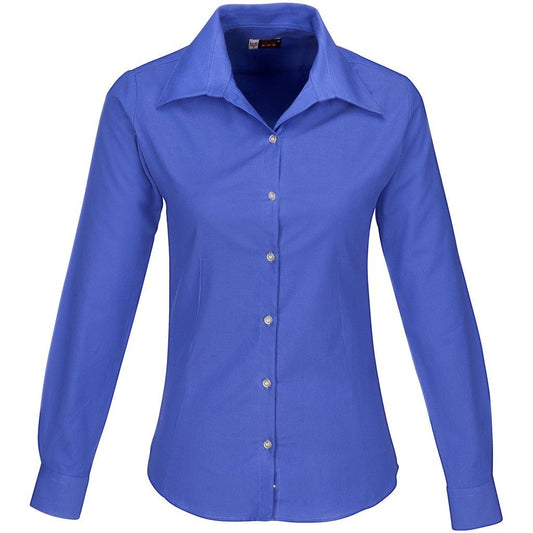 Ladies Long Sleeve Aspen Shirt - New Blue - Brand your company Logo! Get a quote - Promo Lingo