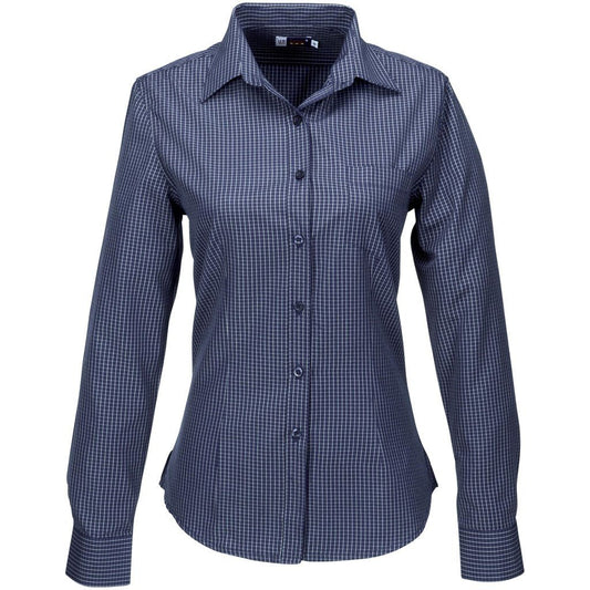 Ladies Long Sleeve Huntington Shirt - Navy - Brand your company Logo! Get a quote - Promo Lingo