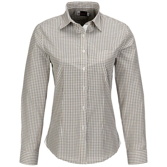 Ladies Long Sleeve Kenton Shirt - Khaki - Brand your company Logo! Get a quote - Promo Lingo