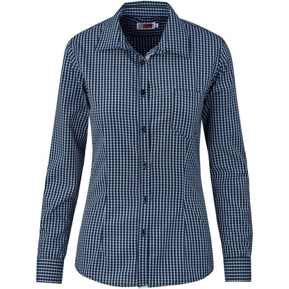 Ladies Long Sleeve Kenton Shirt - Navy - Brand your company Logo! Get a quote - Promo Lingo