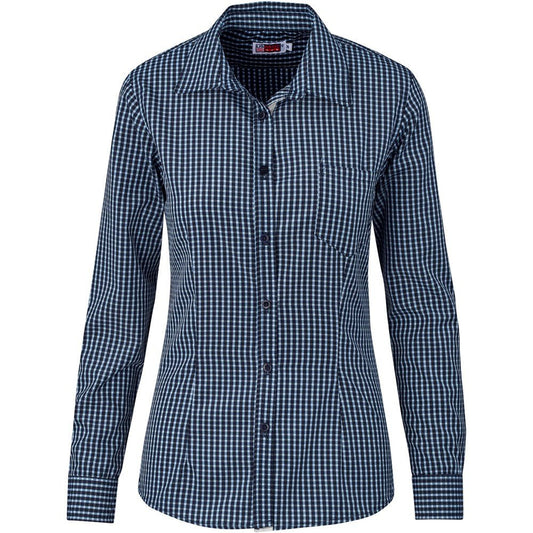 Ladies Long Sleeve Kenton Shirt - Navy - Brand your company Logo! Get a quote - Promo Lingo