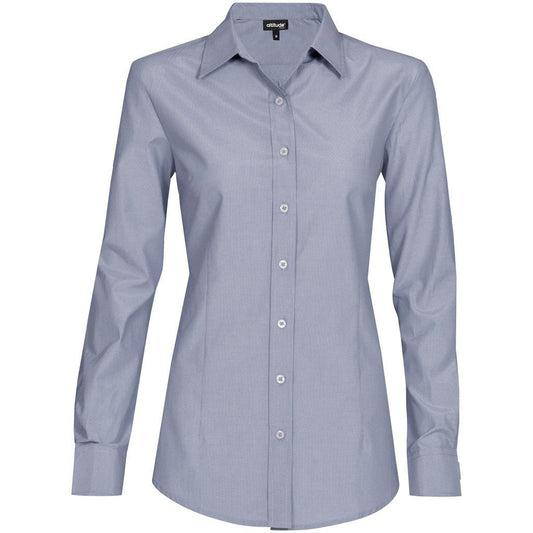 Ladies Long Sleeve Portsmouth Shirt - Navy - Brand your company Logo! Get a quote - Promo Lingo