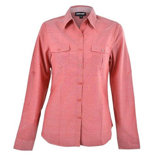 Ladies Long Sleeve Ruby Shirt - Red - Brand your company Logo! Get a quote - Promo Lingo