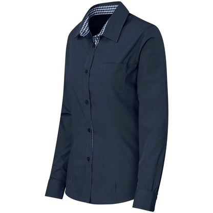 Ladies Long Sleeve Warrington Shirt - Navy - Brand your company Logo! Get a quote - Promo Lingo