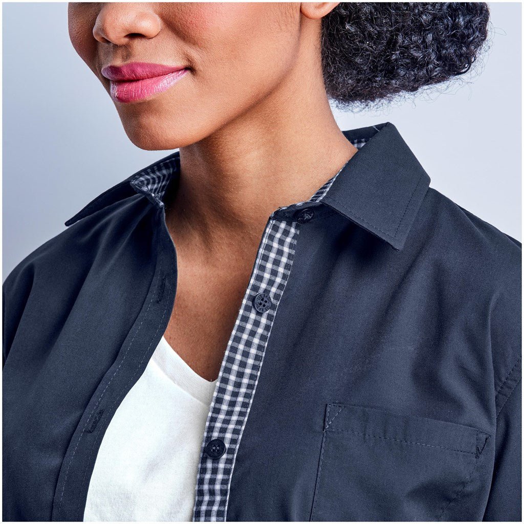 Ladies Long Sleeve Warrington Shirt - Navy - Brand your company Logo! Get a quote - Promo Lingo