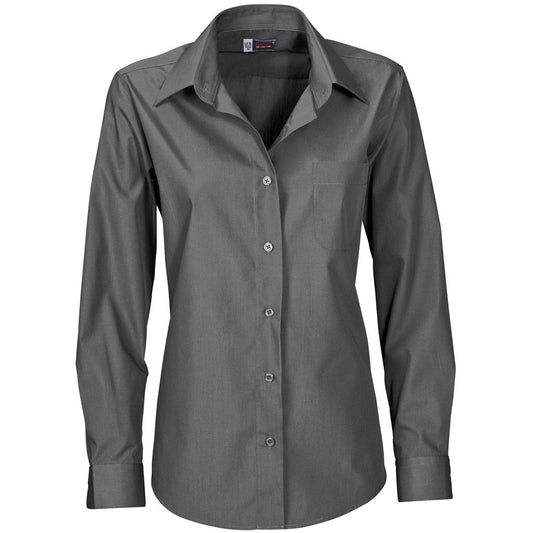 Ladies Long Sleeve Washington Shirt - Grey - Brand your company Logo! Get a quote - Promo Lingo