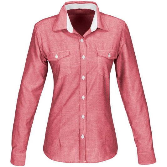 Ladies Long Sleeve Windsor Shirt - Red - Brand your company Logo! Get a quote - Promo Lingo
