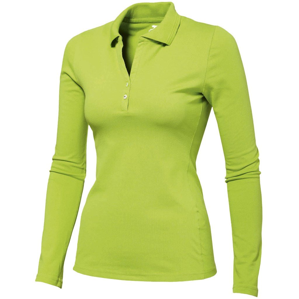 Ladies Long Sleeve Zenith Golf Shirt - Lime Stylish Comfort - Brand your company Logo! Get a quote - Promo Lingo