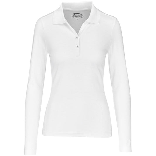 Ladies Long Sleeve Zenith Golf Shirt - White Elegance - Brand your company Logo! Get a quote - Promo Lingo