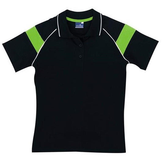 Ladies Score Golf Shirt - Black Lime - Brand your company Logo! Get a quote - Promo Lingo