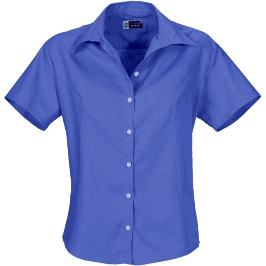 Ladies Short Sleeve Aspen Shirt - New Blue - Brand your company Logo! Get a quote - Promo Lingo