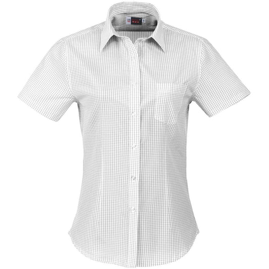 Ladies Short Sleeve Huntington Shirt - White Black - Brand your company Logo! Get a quote - Promo Lingo