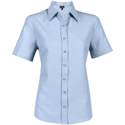 Ladies Short Sleeve Oxford Shirt - Light Blue - Brand your company Logo! Get a quote - Promo Lingo